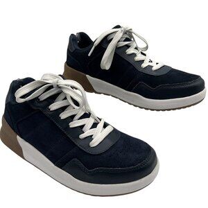 Lands End Mens 9D Navy Suede Sneakers Modern Street Shoes Retro Soul Old Skool